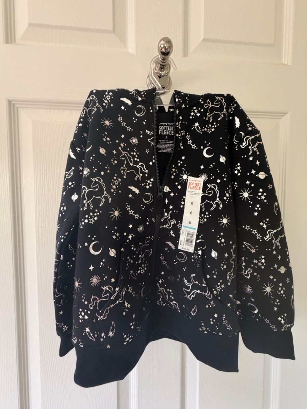 jumping beans Black Unicorn & Stars Zip-Up Fleece Jacket